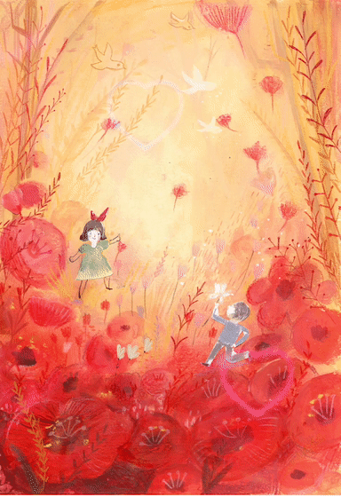 很高兴接到福建少年儿童出版社的邀约，为童诗300首创作一系列插画。
一朵花，一棵草，一只虫子，一束阳光，怎样个成一个丰足的世界，怎样值当我们认真对待。一朵云，一滴雨，一片叶子，一声鸟鸣，怎样从身外落到我们…