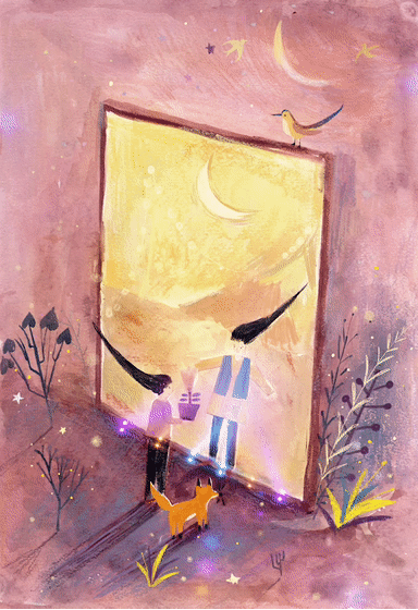 很高兴接到福建少年儿童出版社的邀约，为童诗300首创作一系列插画。
一朵花，一棵草，一只虫子，一束阳光，怎样个成一个丰足的世界，怎样值当我们认真对待。一朵云，一滴雨，一片叶子，一声鸟鸣，怎样从身外落到我们…