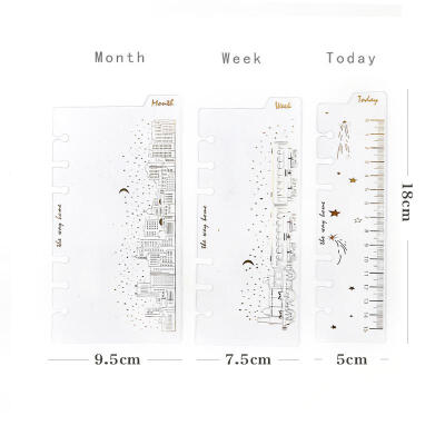 A6 烫金透明PVC 分隔尺垫板 索引 直尺 活页本配件 星辰城市火车