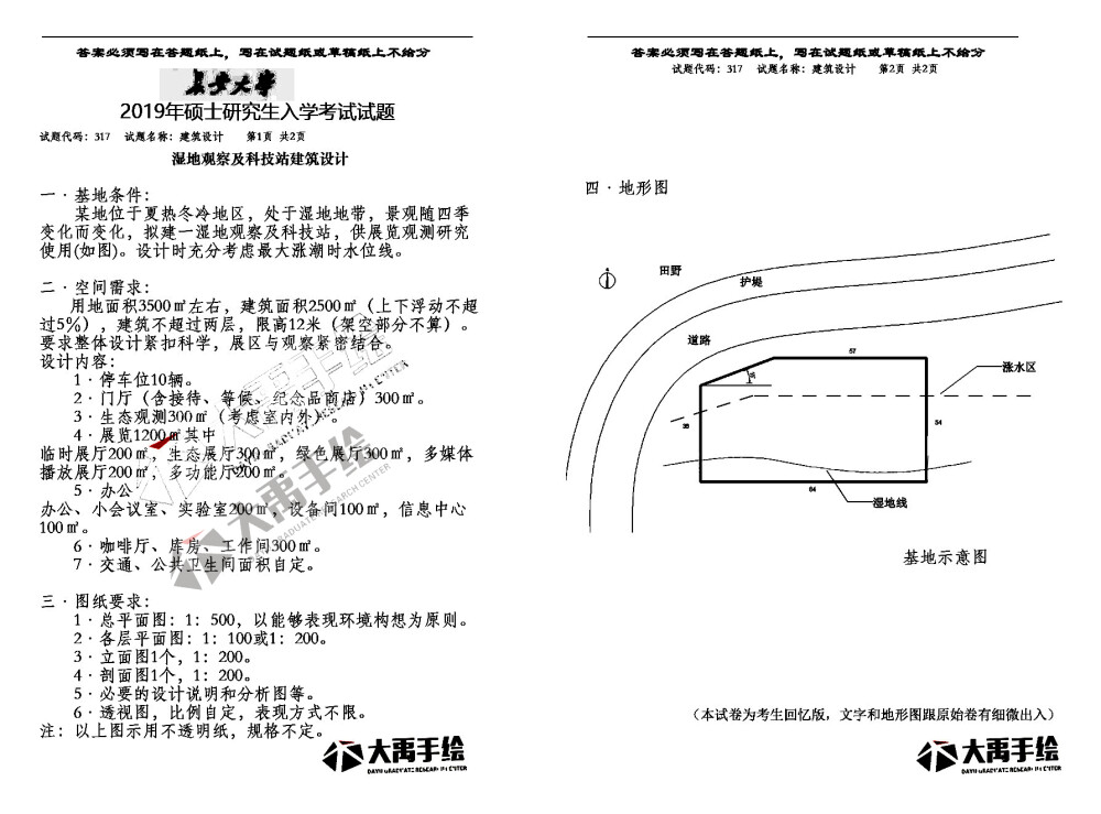 长安大学2019考研快题任务书