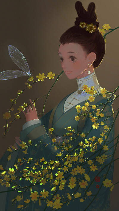 （古风美人）绘师：果果---盆栽的栀子