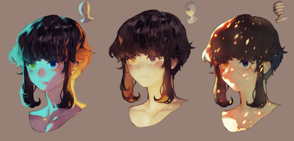 韩国画师pigeon头像光影练习与风格尝试