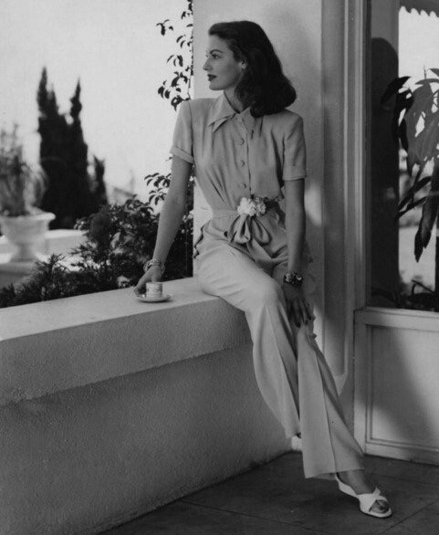 Ava Gardner with her morning coffee..(Harper`s Bazaar shoot by John Engstead) 