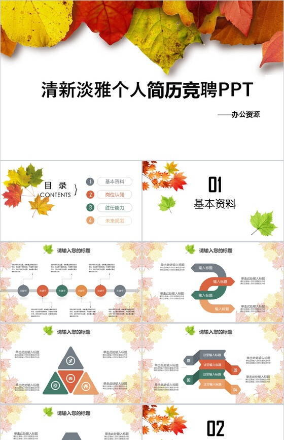 清新淡雅求职简历PPT模板