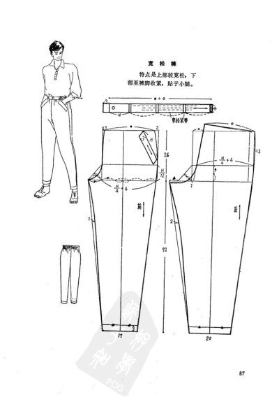 男裤 裁剪图