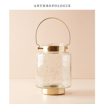 Anthropologie 金属把手玻璃挂灯 复古典雅精美镀金提灯美国进口