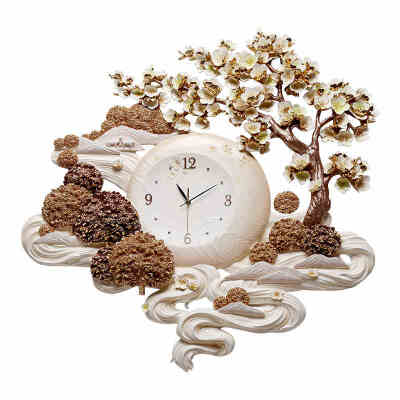 樱花三月钟表挂钟客厅新中式时钟创意中式中国风挂表石英钟壁钟