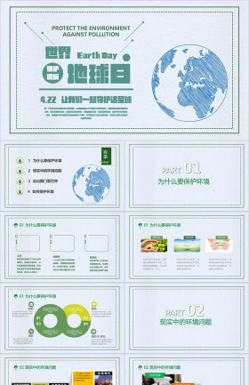 保护环境世界地球日绿色环保教学课件PPT模板