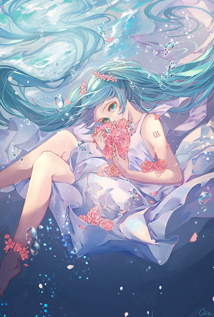 VOCALOID 初音未来 绘师：Qie（p id=25832912） 本作品id=73728088