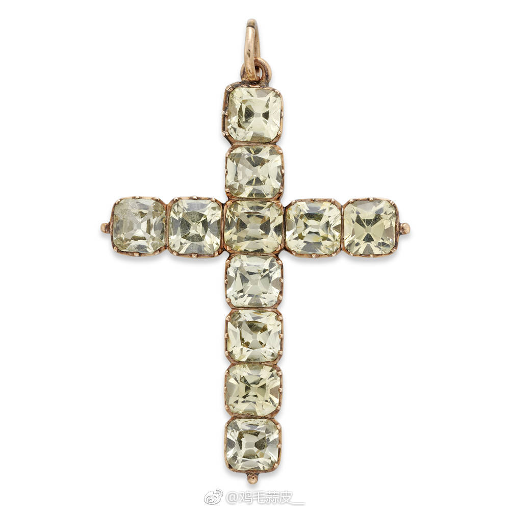 白钻 白金十字架古董珠宝