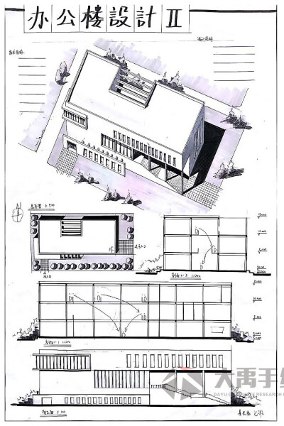 大禹手绘建筑快题班建筑快题作品，主讲：王程林老师