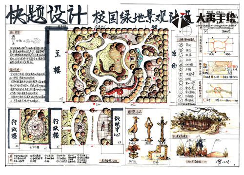 大禹手绘快题班景观快题作品