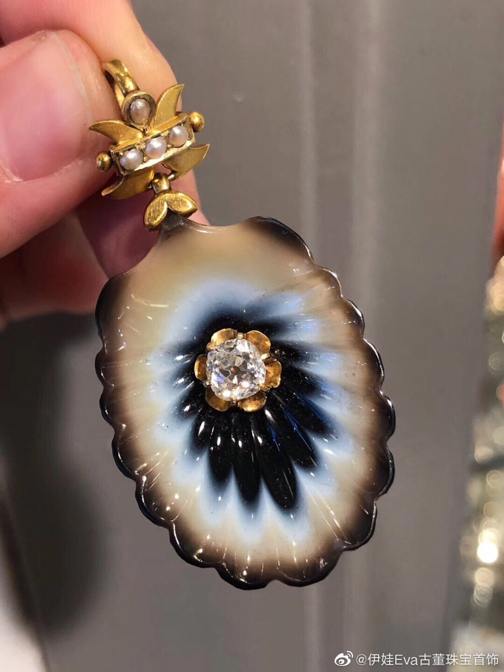 白钻 玛瑙贝壳 古董珠宝