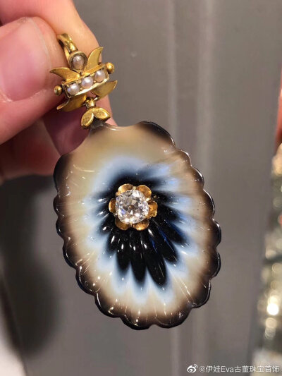 白钻 玛瑙贝壳 古董珠宝