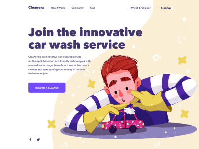 Car Wash Service Website webdesign landing page user interface auto cleaning service car service car user experience website character interaction web digital art design studio interface illustration …