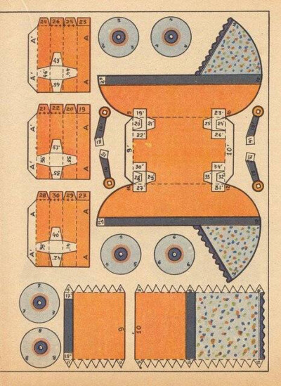 纸模 婴儿车 小动物 小车车