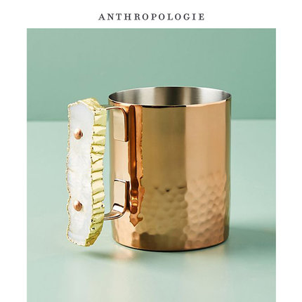 Anthropologie 玛瑙石手柄不锈钢马克杯酒杯 解忧小馆HHB合作款