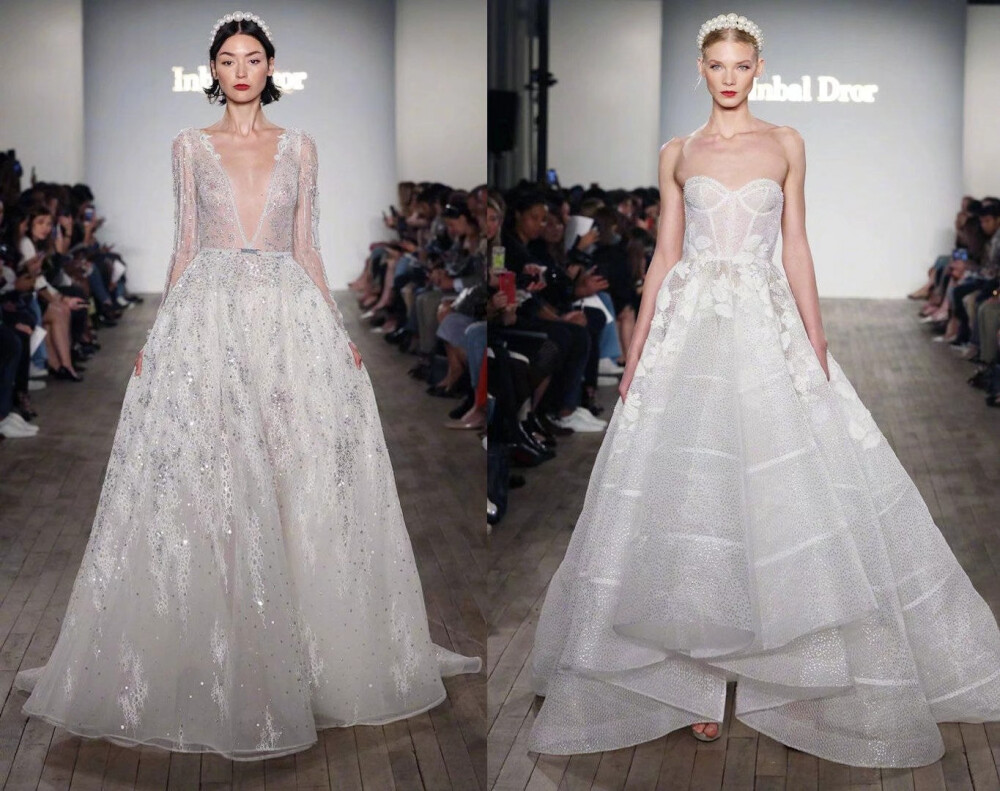 Inbal Dror Bridal Fall 2019 薄纱水钻, 精致耀眼, blingbling可劲的仙.