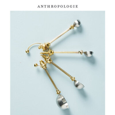 Anthropologie 黄铜手柄不锈钢量匙4件装 美国进口家用烘焙用具