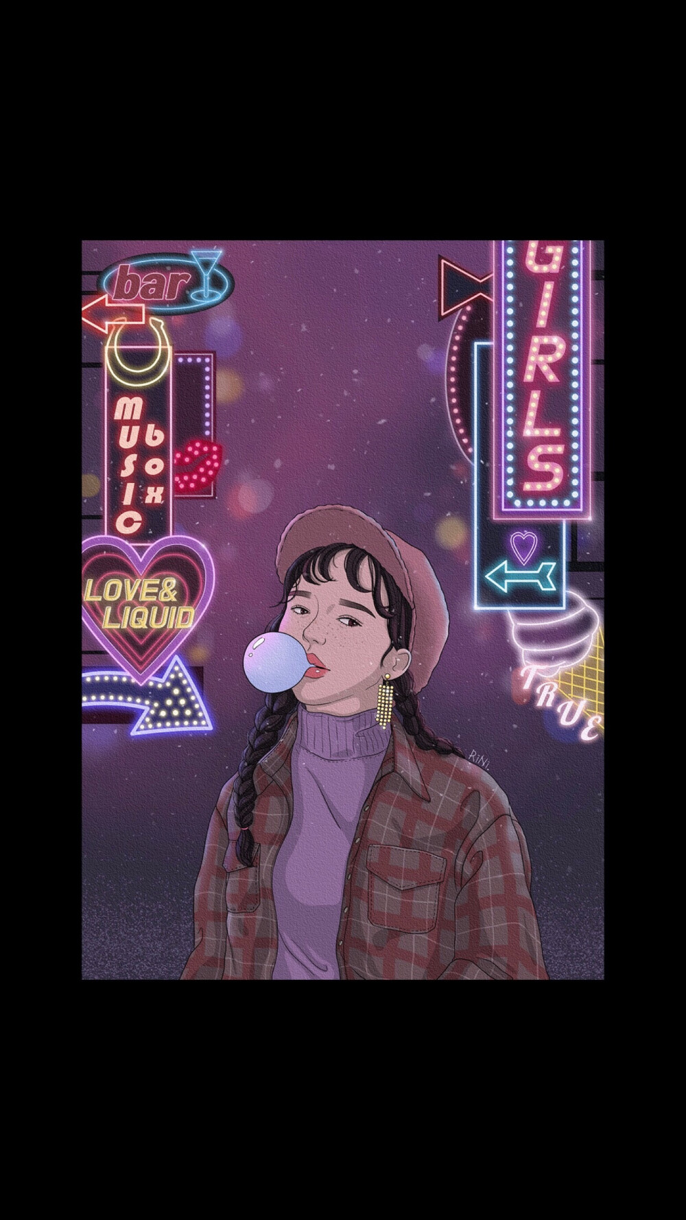 iPhone壁纸 插画师：리니 ​​​