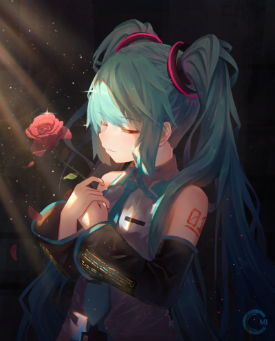 #虚拟歌姬# 初音未来 玫瑰
画师：C.Mi