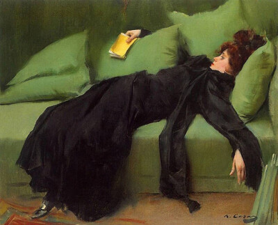 Young Decadent, 西班牙画家 Ramon Casas 1866-1932
