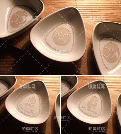 日式陶瓷酱料碟调味碟子logo贴图模板PSD样机模型