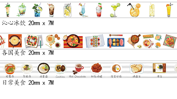 长诗小清新文艺生活系列胶带美食卡通人物手帐素材DIY装饰贴纸