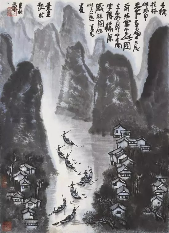 李可染 《桂林山水甲天下》 设色纸本 镜框
70 x 50 cm。 估价：港元 6，000，000 - 8，000，000