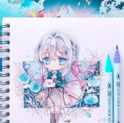 马克笔，手绘卡通人物
画师:Chibi.bunny