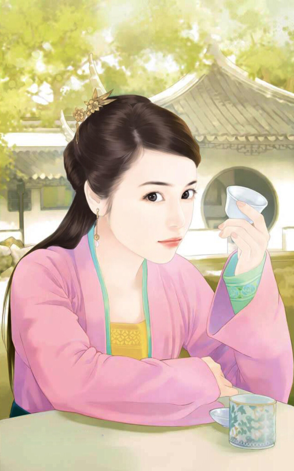 晴旭辉辉苑籞开，氤氲花气好风来。
游丝罥絮萦行仗，堕蕊飘香入酒杯。