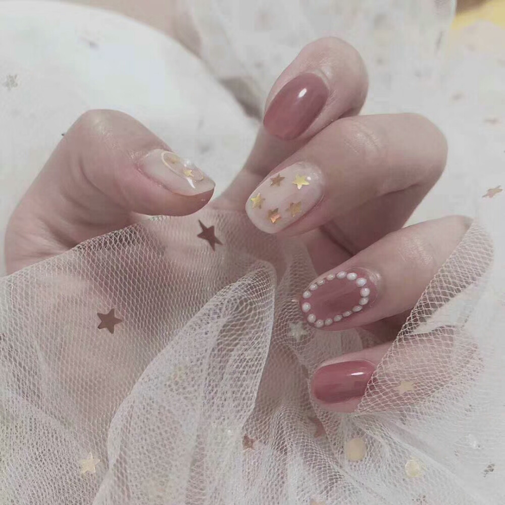 温柔珍珠款美甲~