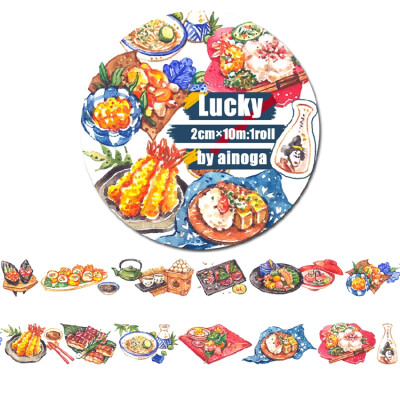 【38包邮】Lucky 美食第二弹和纸胶带 中华美食面包日料 循环分装