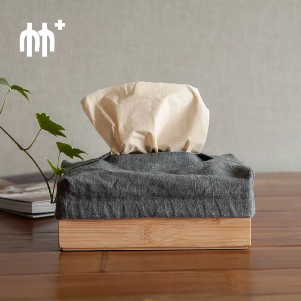 竹纸巾盒 +麻布收口