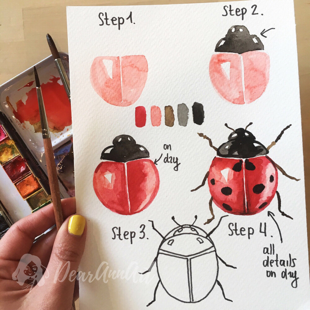 简单好看的水彩画教程 by:Anna Koliadych ​（转）