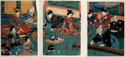 Kuniyoshi，A blind musician plays for Japanese ladies Wellcome V0046628