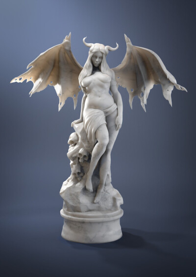 Succubus, Holly Woolford : My own digital take on a marble-esque sculpture, sculpted in zbrush and rendered in Keyshot.&lt;br/&gt;I'm trying my best to improve my anatomy so any critique is welcome ^^