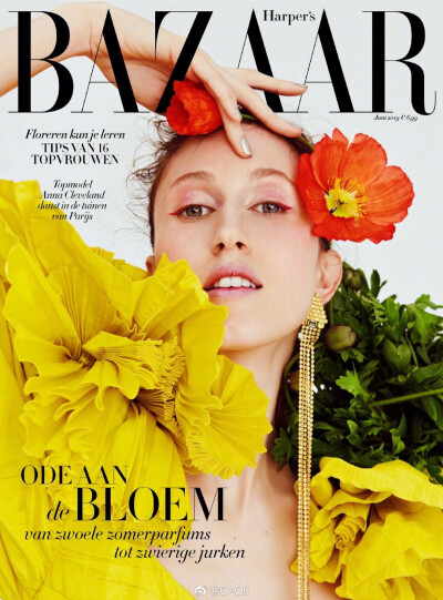 #C-Oli# Harper's Bazaar Netherland June 2019: Anna Cleveland by Petrovsky & Ramone || 荷兰版芭莎六月刊，花漾戏精Anna C登上封面，美丽～[心] ​​​