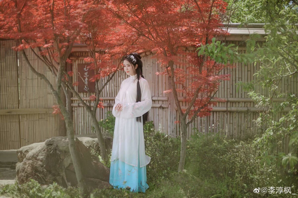 【樱花落】
梅花谢后樱花绽，浅浅匀红。试手天工。百卉千葩一信通。
馀寒未许开舒妥，怨雨愁风。结子筠笼。万颗匀圆讶许同。
摄影后期:李淳枫_
出镜/妆造:@退堂鼓冠军小汤圆
汉服:@兰若庭汉服 海棠春