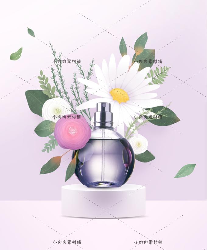 女性美容化妆品护肤植物叶子鲜花广告背景模板PSD设计素材psd300