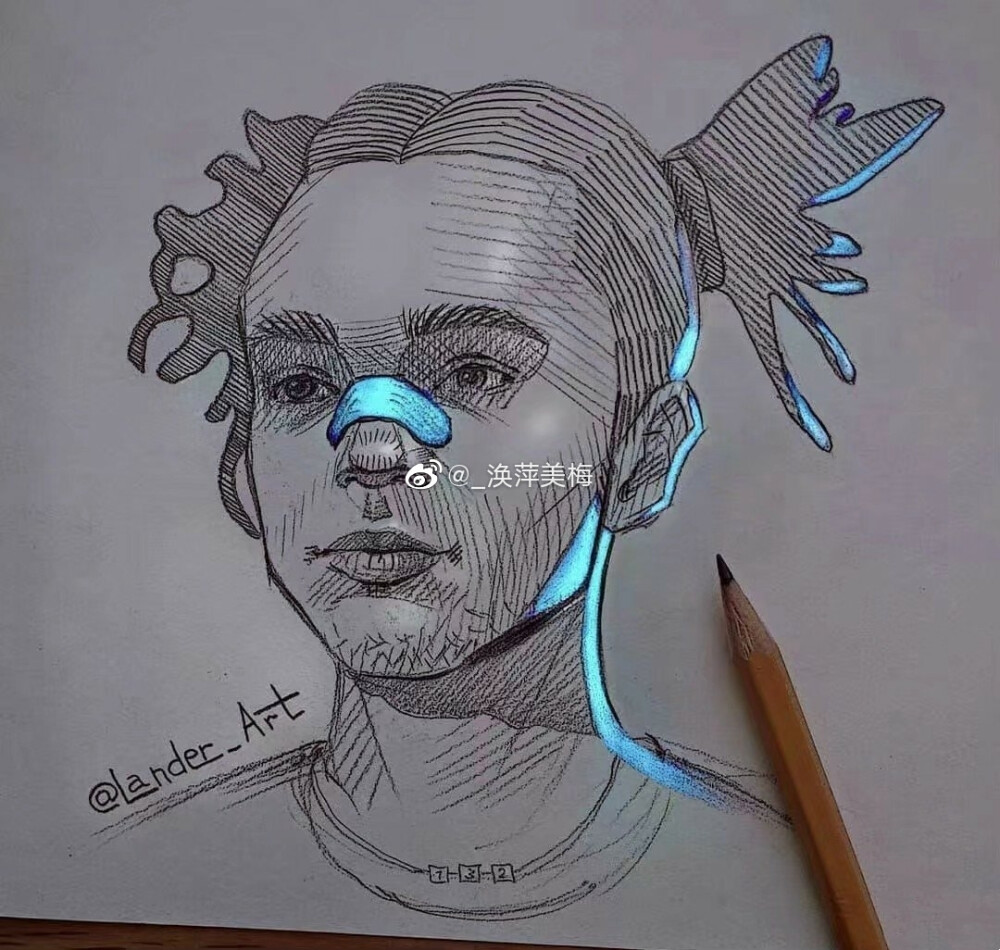 会发光的素描，好美~ 作者：lander_art ​
带给你不一样的视觉体验！素描，要懂得变通，一切都会变得不一样。