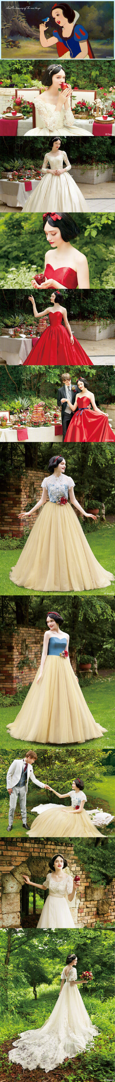 迪士尼和日本婚纱品牌KURAUDIA联名发布了新娘礼服