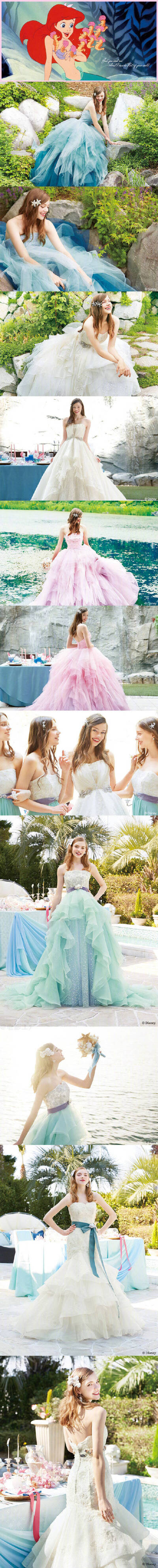 迪士尼和日本婚纱品牌KURAUDIA联名发布了新娘礼服