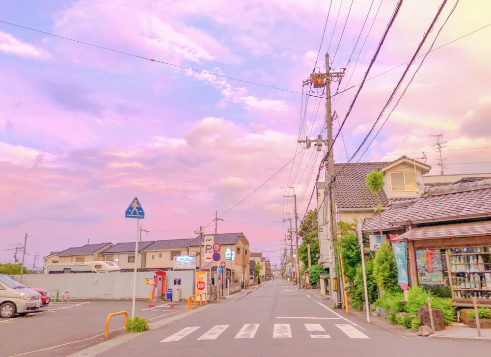 日本岚山，竹林和晚霞。