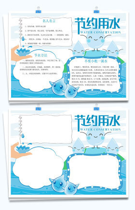 蓝色节约用水主题手抄报Word模板