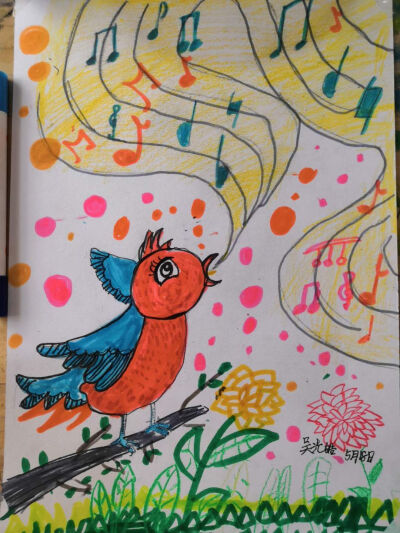 少儿美术一一百灵鸟
