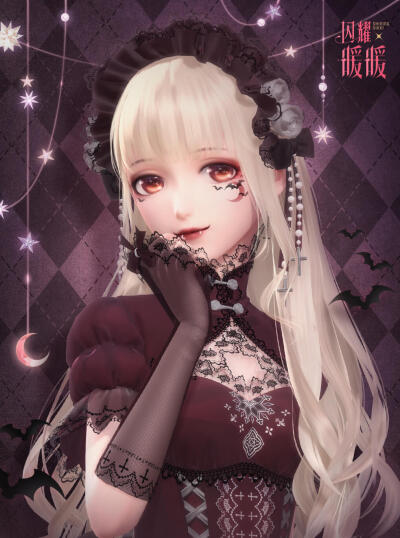 闪耀暖暖官方壁纸
暖暖的吸血鬼妆容～
叮叮，南瓜车已就绪，准备好和暖暖一一起前往万圣节的化装舞会了吗？
暖暖喜欢万圣夜，因为每年的这个时候，都能借着浓重的节日气氛给自己画上超夸张的妆容！今年的暖暖，是魅…