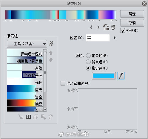 by冲子老教授
转：渐变映射太酷了……
过程大概就是:糊个黑白的→拉渐变映射→（油漆桶喷枪发光滤色啥的）duang一下（4、5p）。
用的是CSP的渐变映射，渐变颜色是瞎选的，不是用的固有配色设置_(:з」∠)_ ​​​