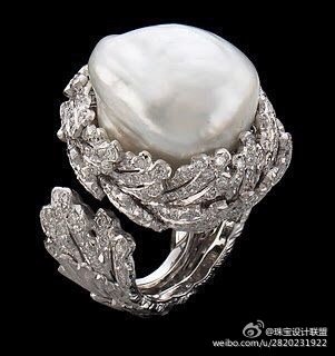 珍珠 羽毛戒指