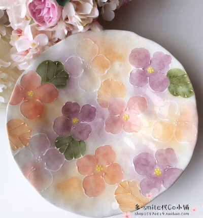 日本进口濑户烧繁花人工手绘釉下彩花朵日式料理大盘装饰盘